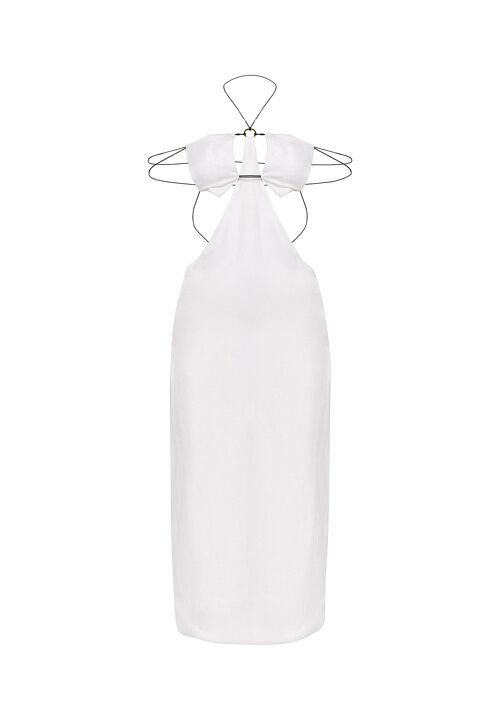 EMMA linen-blend white dress - White