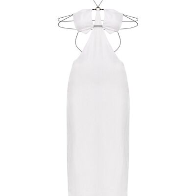 Vestido blanco de mezcla de lino EMMA - Blanco