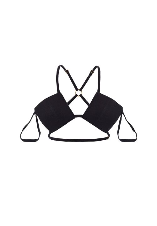 PALMA black linen bralette - Black