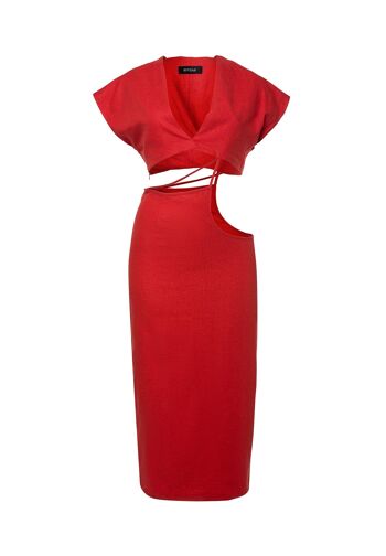 Robe en lin RUBI - Rouge 1