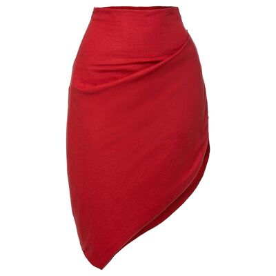 Falda de lino RHEA - Rojo