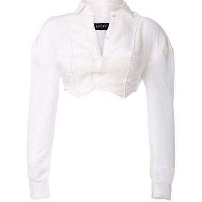 Camicia bianca in misto lino VANTAA - Bianco