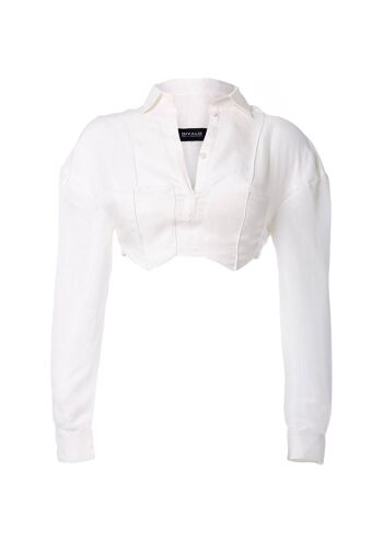 Chemise blanche en lin mélangé VANTAA - Blanc 1