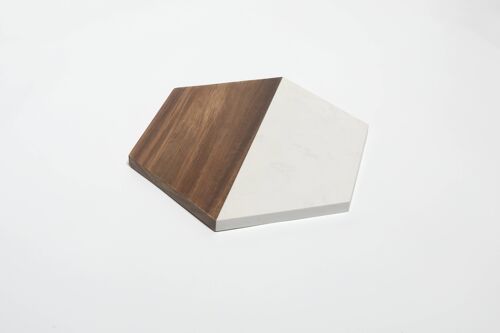 Marble and Acacia Wood Hexagonal Serving or Cheese Board