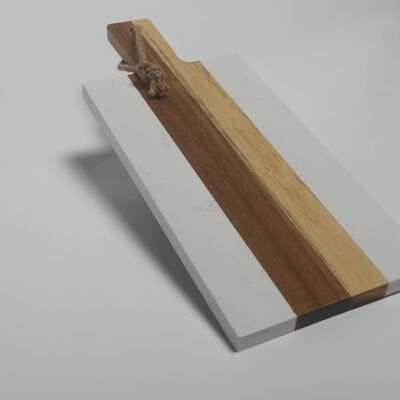 Marble and Acacia Wood Paddle Serving or Cheese Board