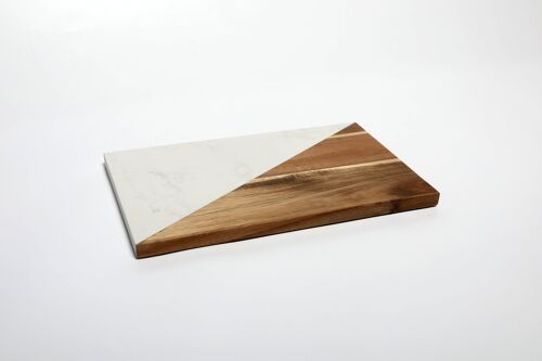 Marble and Acacia Wood Rectangular Serving or Cheese Board