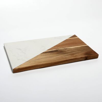 Marble and Acacia Wood Rectangular Serving or Cheese Board