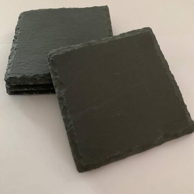 Natural Slate Square Drinks Coasters - Set of 4