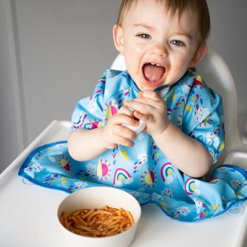 Short Sleeve Cover & Catch Bib Sunny Rainbows