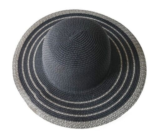 Womens Black and Straw wide brim hat