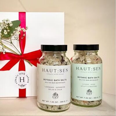 Mother's Day Bath Salts Gift Set - Lavender Geranium & Citrus Rose - 2 Jars 200g each