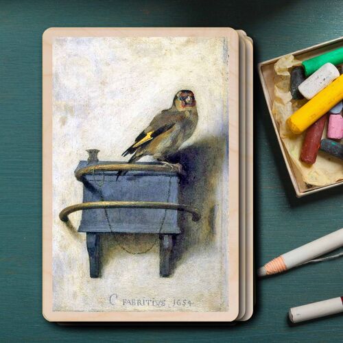 Wooden Postcard FABRITIUS, THE GOLDFINCH Fine Art Card