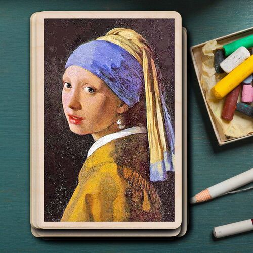 Wooden Postcard VERMEER, GIRL WITH A PEARL EARRING Fine Art Card