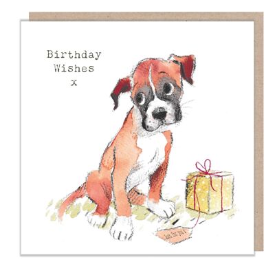 Tarjeta de cumpleaños de perro - perro Boxer - deseos de cumpleaños - ABE052