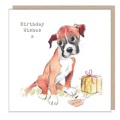 Dog Birthday card - Boxer Dog - Birthday wishes - ABE052