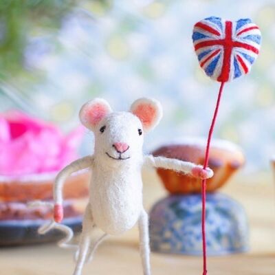 Platinum Jubilee Mouse With Union Jack Balloon - by Sew Heart Felt