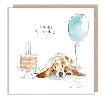 Geburtstagskarte – Bassett Hound – Happy Birthday – ABE054