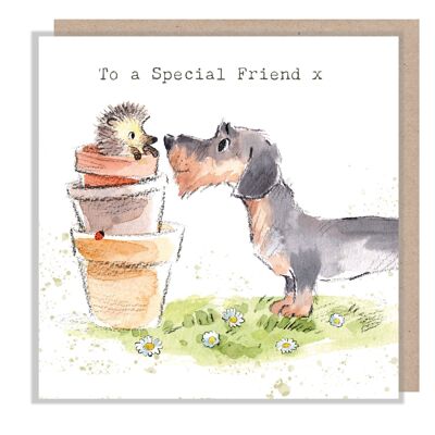 Spezielle Freundeskarte – Wursthund und Igel – ABE055