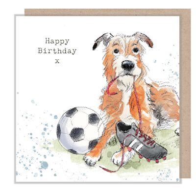 Birthday card - Dog with football - Happy Birthday - ABE058