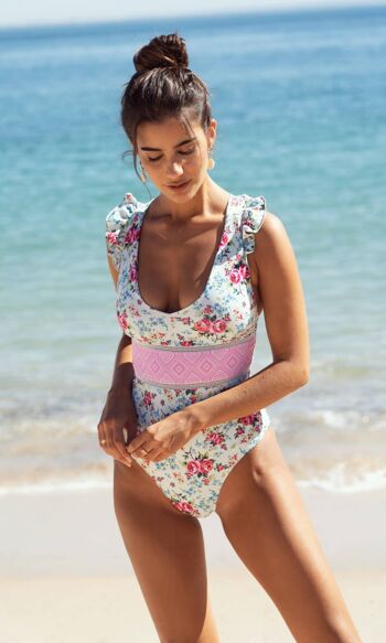 Maillot de Bain Maldives Menthe & Fleurs 1