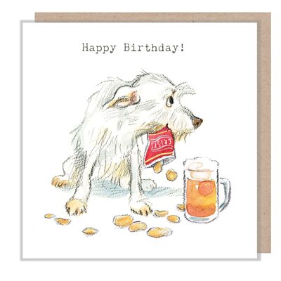 Carte d'anniversaire - Chien avec bière - Joyeux anniversaire - ABE059