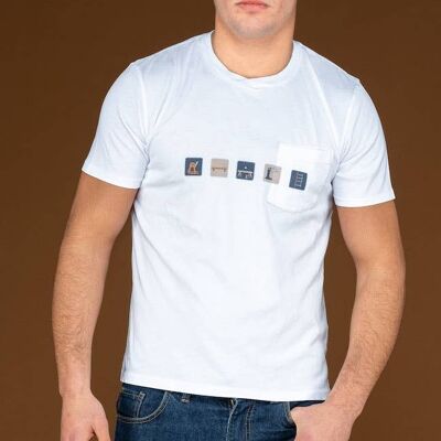 CHIGI ICONS, 100% cotton short-sleeved shirt - BIANCO
