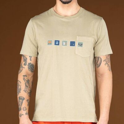 CHIGI ICONS, 100% cotton short-sleeved shirt - BEIGE