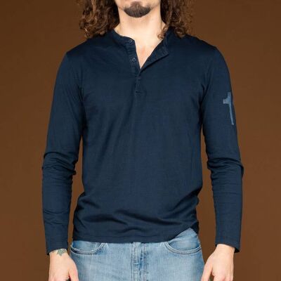 SALUKI 11, 100% cotton long-sleeved shirt - BLU