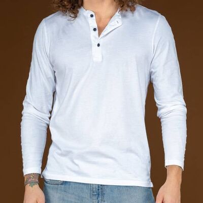SALUKI LINES, 100% cotton long-sleeved shirt - BIANCO