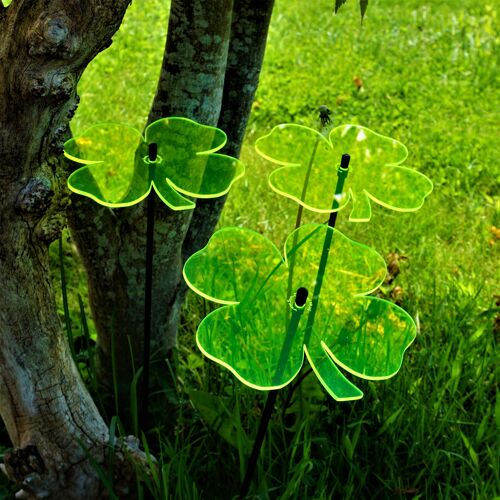 Large Garden Decor Ornaments Set of 3 'Lucky Shamrocks'