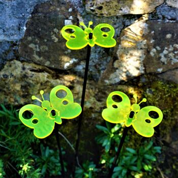 Lot de 3 décorations de jardin moyennes 'papillon paon' 2