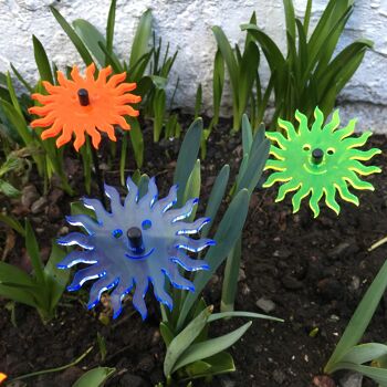 Lot de 3 petites décorations de jardin 'Smiling Sun' 7