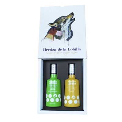 Herriza de la Lobilla - Coffret cadeau d'huile d'olive extra vierge de qualité supérieure | Hojiblanca et Picual EVOO | Huile primée