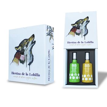 Herriza de la Lobilla - Coffret cadeau d'huile d'olive extra vierge de qualité supérieure | Hojiblanca et Picual EVOO | Huile primée 2
