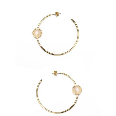 APHRODITE SUCRE - Vermeil and white Chalcedony hoop earrings