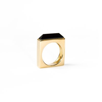QUADRA - Ring aus vergoldetem Silber und Onyx