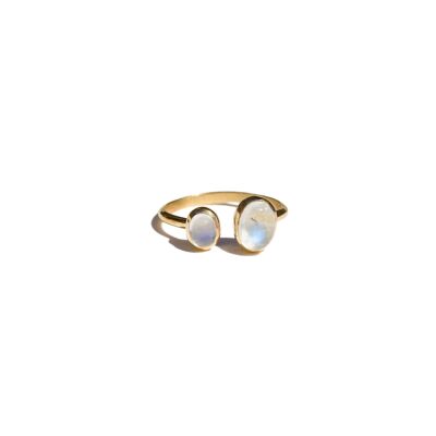 DUO LUNE - Ring aus vergoldetem Silber & Mondsteinen