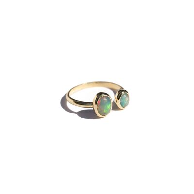 DUO OPALE XS - Gold-plated 925 silver ring set with Ethiopian Opals