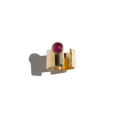 OBS GRENADINE - Anello in argento 925 placcato oro e granato