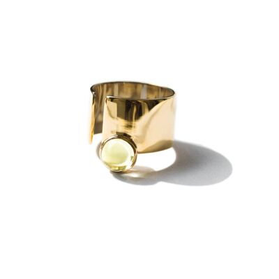 OBS CITRON - Gold-plated 925 silver ring and Lemon Quartz