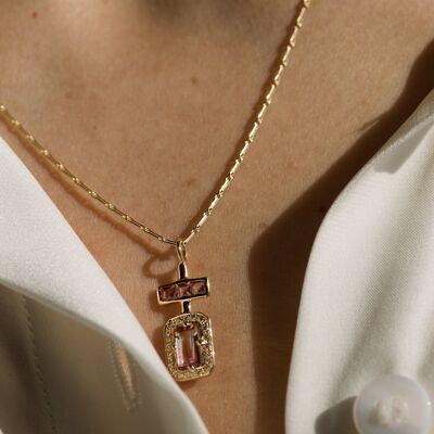 LE PARFUM N°4 - (Einzelstück) Halskette aus 14 Karat Gold mit Turmalinen und weißen Diamanten