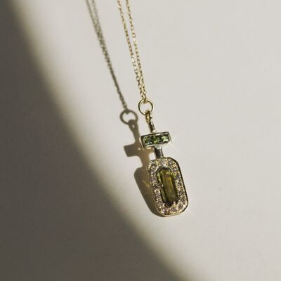 LE PARFUM N°3 - (Pezzo unico) Collana in oro 14 carati Tormaline & Diamanti bianchi - Solo pendente