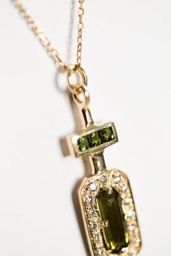 LE PARFUM N°3 - ( Pièce Unique ) Collier en or 14 carats Tourmalines & Diamants blancs - Pendentif seul 7