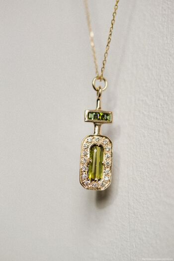 LE PARFUM N°3 - ( Pièce Unique ) Collier en or 14 carats Tourmalines & Diamants blancs - Collier ( chaîne incluse 45 cm ) 6
