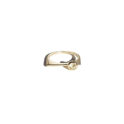 LEMON LASER - Ring aus 925 versilbertem 10-karätigem Gold & Zitronenquarz - 52