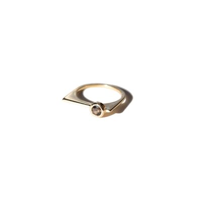 LASER MOKA - Ring aus 925 versilbertem 10-karätigem Gold und Moka-Quarz