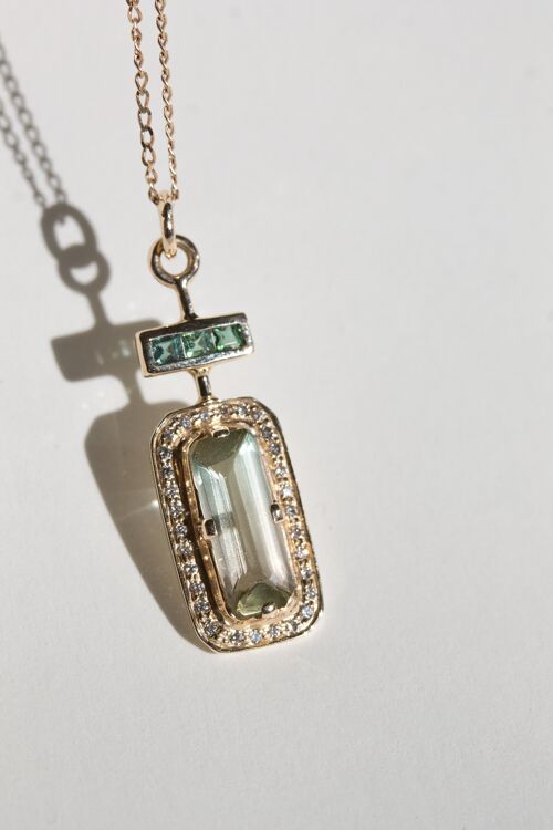 LE PARFUM N°1 - Pendentif en or 14 carats Tourmalines & Diamants blancs - Pendentif seul