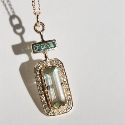 LE PARFUM N°1 - Pendente in oro 14 carati Tormaline & Diamanti bianchi - Solo pendente