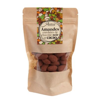 Bag of almonds coated with dark chocolate, 130 g