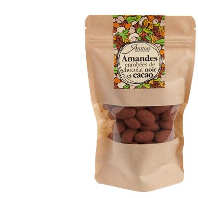 Bag of almonds coated with dark chocolate, 130 g